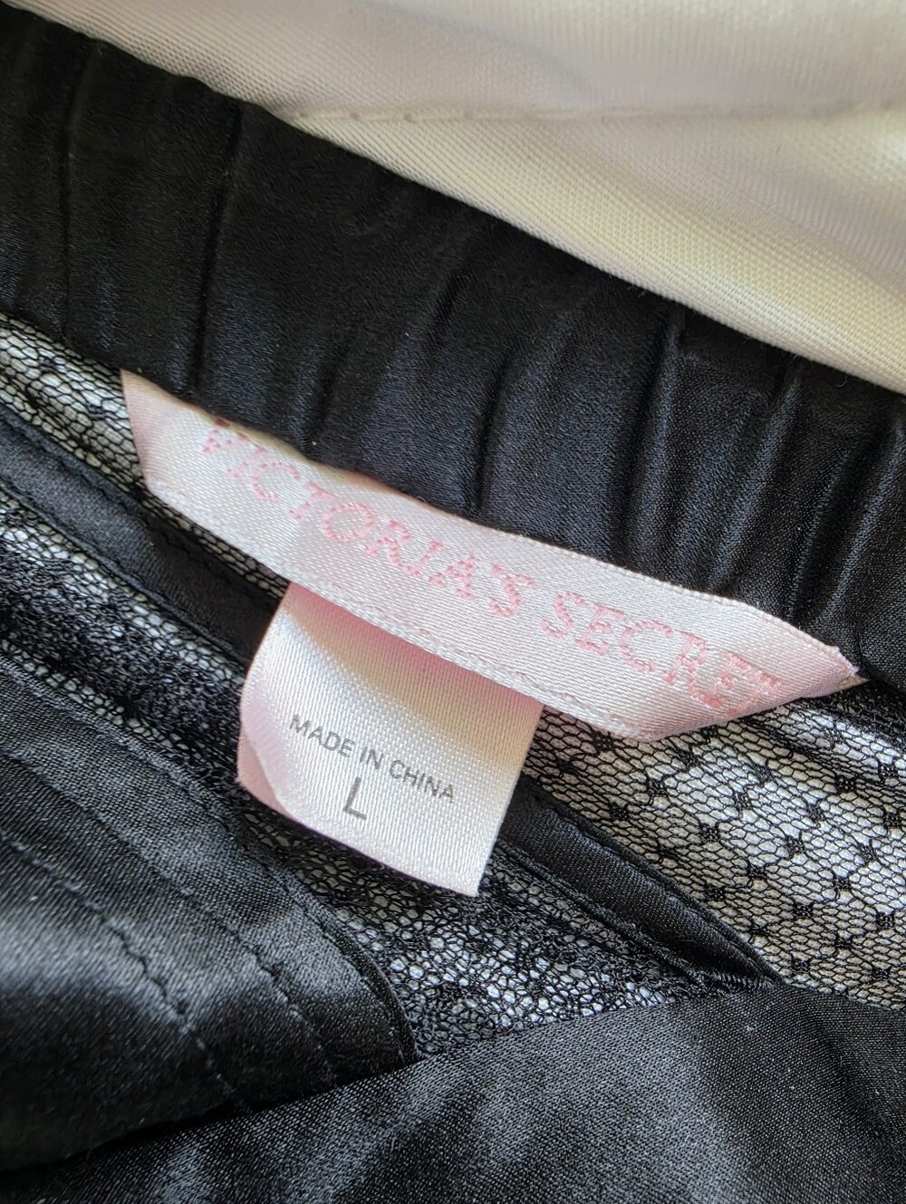 Y2K Victoria's Secret 100% Silk Sheer Mesh Babydoll Cami Black L - Picture 8 of 10